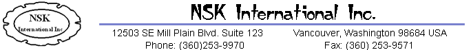 NSK International, Inc. Vancouver, WA 98684 360-253-9970